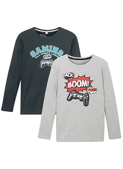 Långärmad T-shirt (2-pack), ekologisk bomull, bonprix