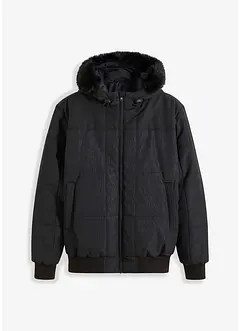 Täckjacka i lumbermodell med fuskpälshuva, bonprix