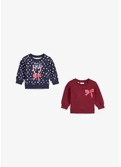 Sweatshirt med julmotiv för bebisar (2-pack), bonprix