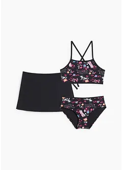 Bikini med kjol för barn (3 delar), bonprix