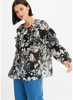 Blus med volanger, bonprix