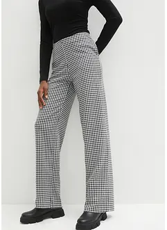 Hundtandsmönstrad stretchbyxa med vida ben, bonprix
