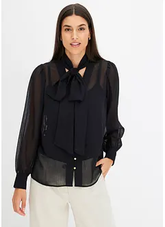 Chiffongblus med knytband, bonprix