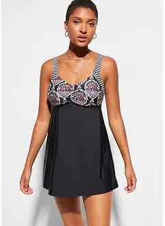Lång tankini (2 delar) med bikinibyxa med hög midja, bonprix