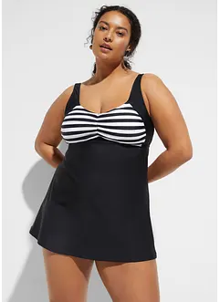 Lång tankini (2 delar) med bikinibyxa med hög midja, bonprix