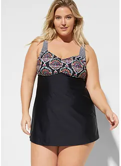Lång tankini (2 delar) med bikinibyxa med hög midja, bonprix