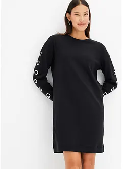 Trikåklänning med öljetter, bonprix