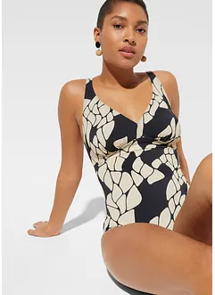 Baddräkt med V-ringning och lätt formande effekt, bonprix