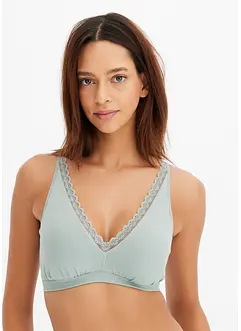 Ribbstickad bralette utan bygel med ekologisk bomull, bonprix