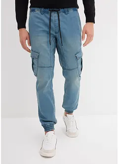 Mjuka jeans med cargofickor, Regular Fit, Straight, bonprix