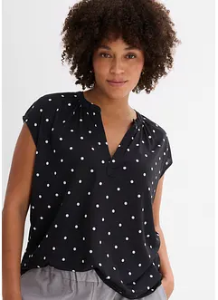 T-shirt av viskosmix med kort knappslå, bonprix