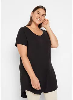 Kortärmad lång topp i mjuk viskos, bonprix