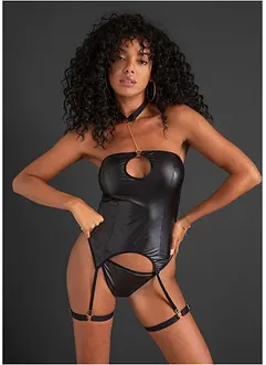 Korsett och stringtrosa i wetlook (2 delar), VENUS