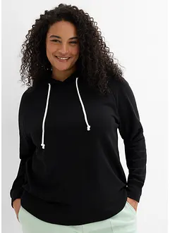 Ledig sweatshirt med huva, långa ärmar, bonprix