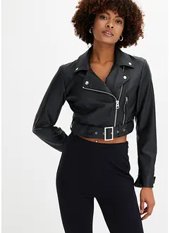 Cropped MC-jacka med skinnlook, bonprix