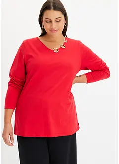 Långärmad topp med öljetter, bonprix