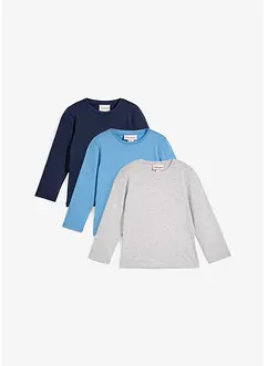 Långärmad tröja med ekologisk bomull för barn (3-pack), bonprix