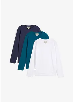 Långärmad T-shirt i ekologisk bomull (3-pack), bonprix