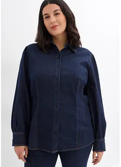 Jeansblus med ballongärmar, bonprix