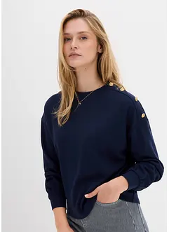 Sweatshirt med knappar, bonprix