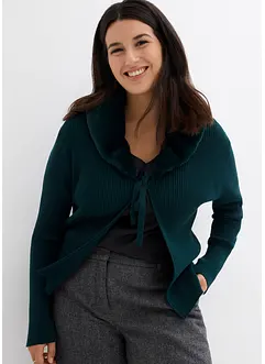 Cardigan med vävd päls, bonprix