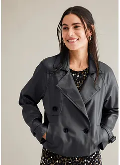 Kort trenchcoat i skinnimitation, bonprix