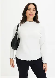 Ribbad långärmad topp, bonprix
