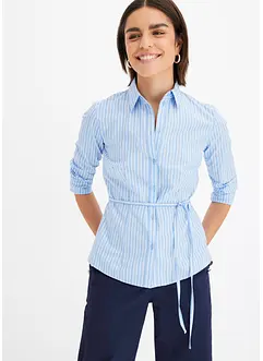 Randig blus med knytband, bonprix