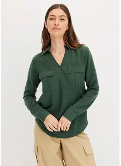 Skjortblus med  omlottlook, bonprix