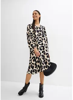 Mellanlång klänning i böljande viskosmix, bonprix