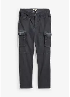 Cargobyxa med stretch och tvättade effekter, Straight, bonprix