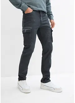 Cargobyxa med stretch och tvättade effekter, Straight, bonprix