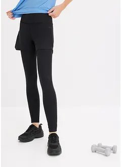 Träningsleggings med shorts och mobilficka av mesh, bonprix