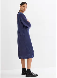 Midiklänning med fladdermusärmar i böljande satin, bonprix