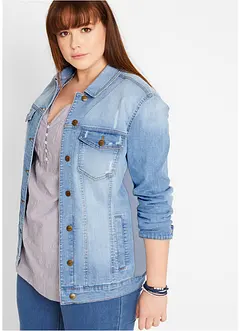 Jeansjacka med ribbstickad infällning i sidan, bonprix
