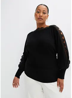 Finstickad tröja med spets, bonprix