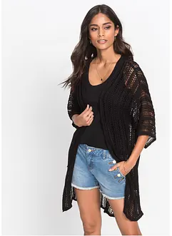 Lång cardigan med hålmönster, bonprix