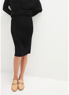 Stickad kjol i mjuk viskosmix, bonprix