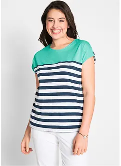 Kortärmad topp i flamgarn, bonprix