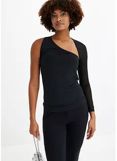 Topp med asymmetrisk skärning och meshärm, bonprix