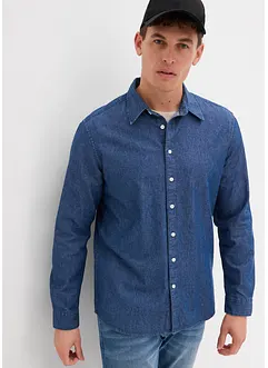 Långärmad jeansskjorta i ren bomull, bonprix
