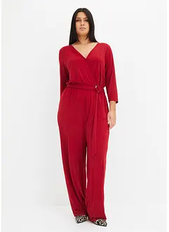 Jumpsuit med 3/4-ärmar och skärp, bonprix