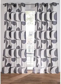 Gardin med grafiskt mönster i återvunnen polyester (1-pack), bonprix