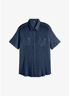 Kortärmad skjorta med krinklad look i ren bomull, bonprix