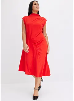 Midiklänning med drapering och asymmetrisk nederkant, bonprix