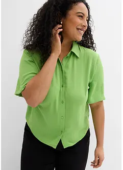 Blus av lätt kräpp i fyrkantig modell, bonprix