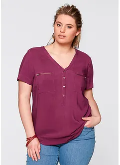 Viskosblus, kortärmad, bonprix