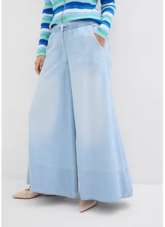 Jeans med vida ben, medelhög midja och resårlinning, bonprix