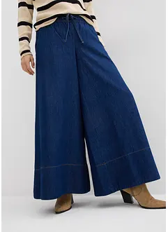 Jeans med vida ben, medelhög midja och resårlinning, bonprix