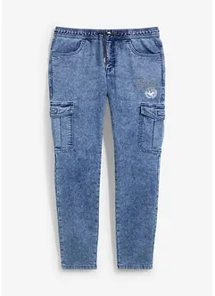 Regular Fit Cargo Jeans i dra på-modell, Tapered, bonprix